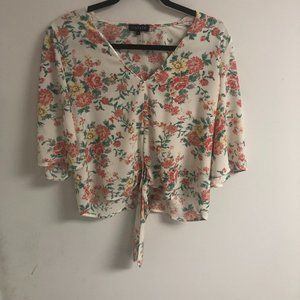 1. State Brand, Bouqet Tie Front Blouse, Size Large